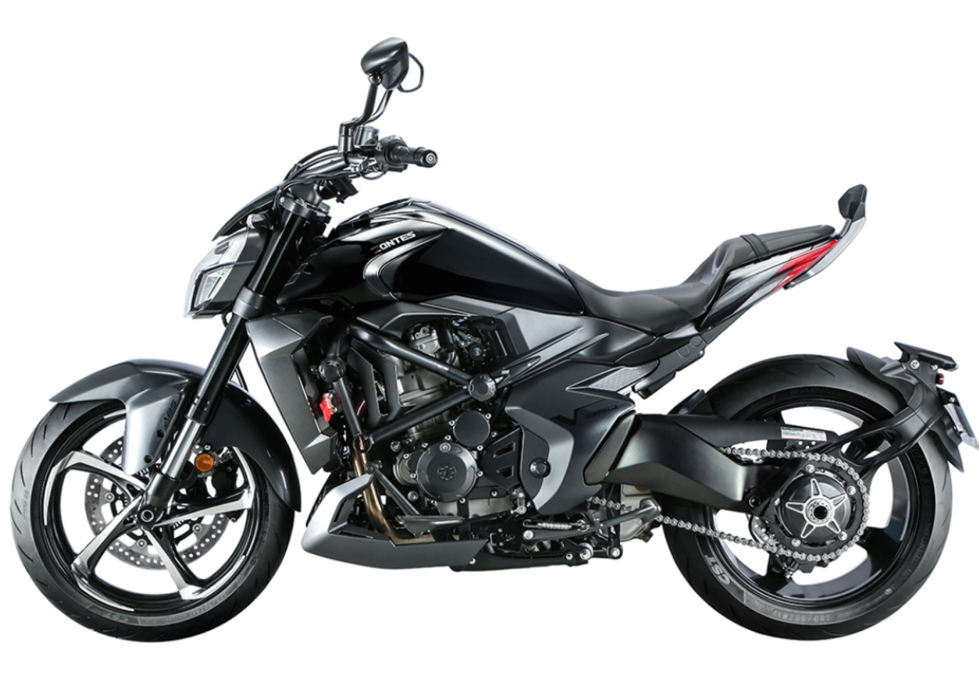 Moto ZT350-V1 a preto vista do lado esquerdo.