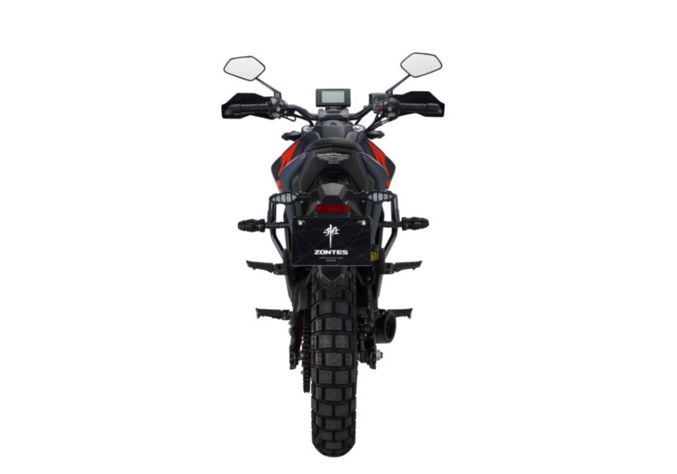 Moto ZT125-U1-LCD a preto vista de trás.