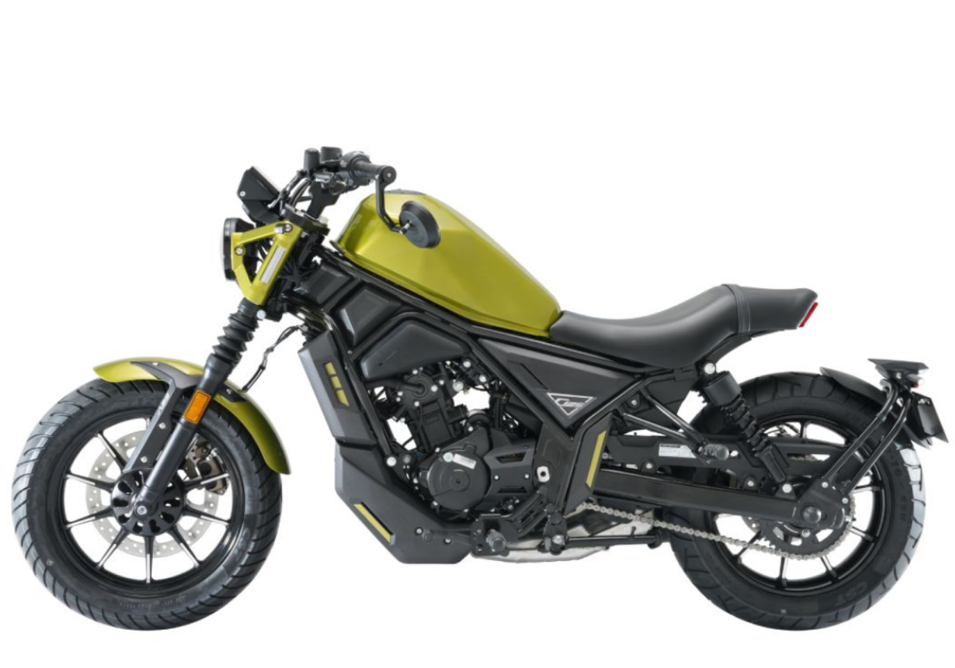 Moto ZT125-C a amarelo vista do lado esquerdo.