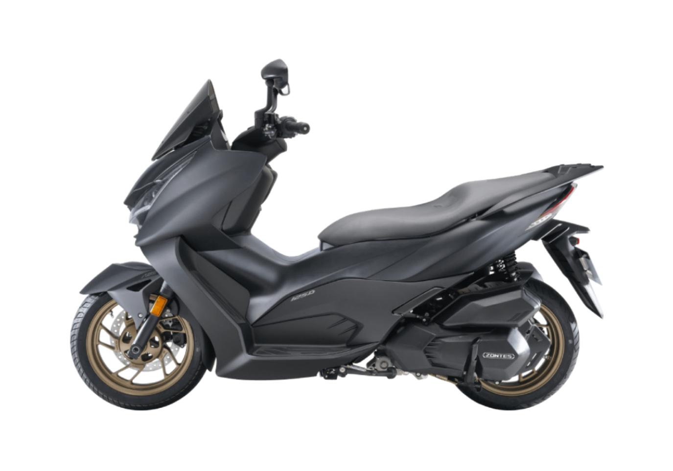Moto ZT125-D a preto vista do lado esquerdo.