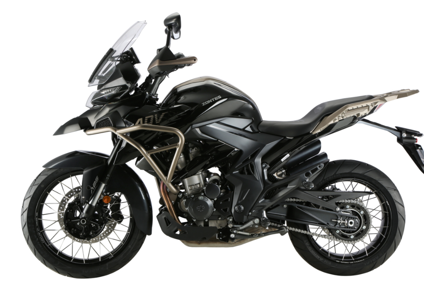 Moto ZT350-TX a preto vista do lado esquerdo.