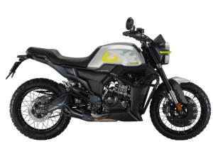 Moto ZT125-GK a cinzento vista do lado direito.