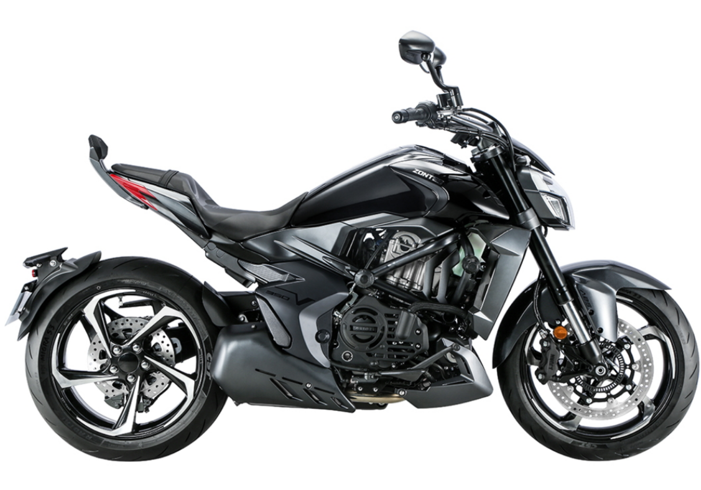 Moto ZT350-V1 a preto vista do lado direito.