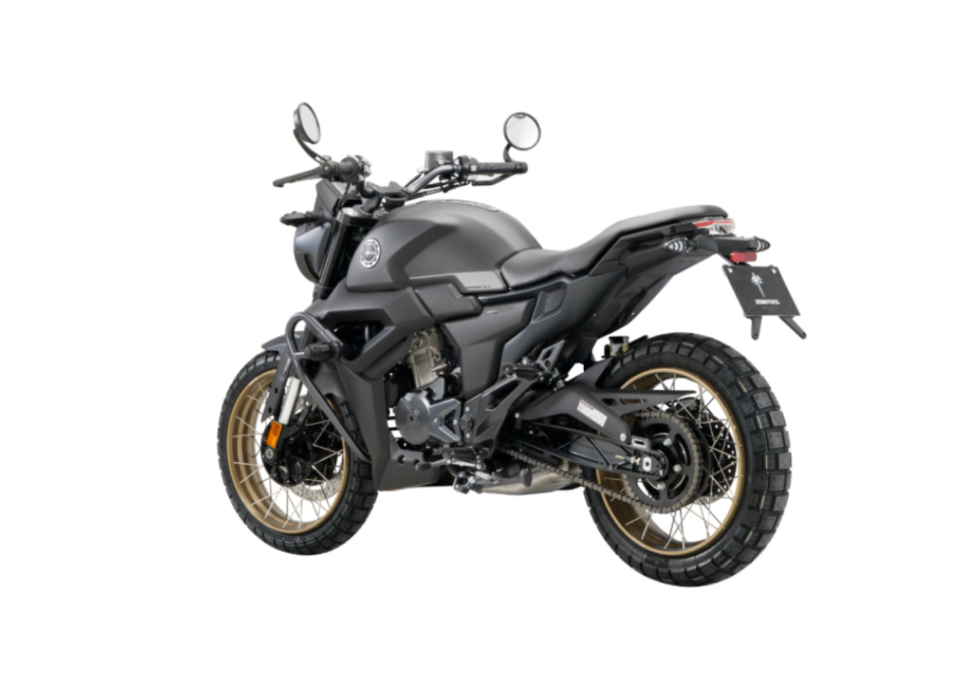 Moto ZT125-G1X-LCD a preto vista 45º traseira do lado esquerdo.