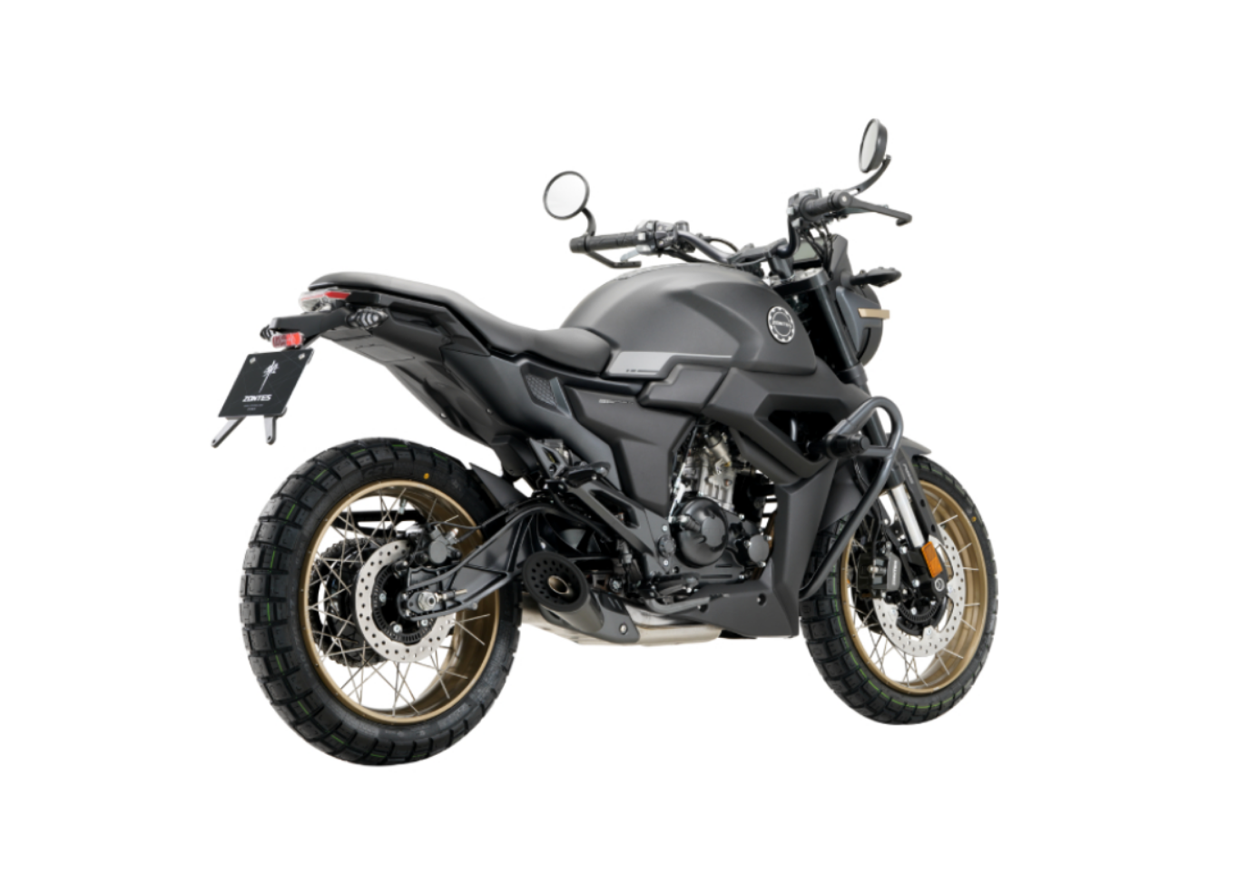 Moto ZT125-G1X-LCD a preto vista 45º traseira do lado direito.