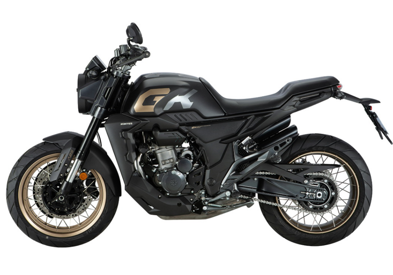 Moto ZT350-GK a preto vista do lado esquerdo.