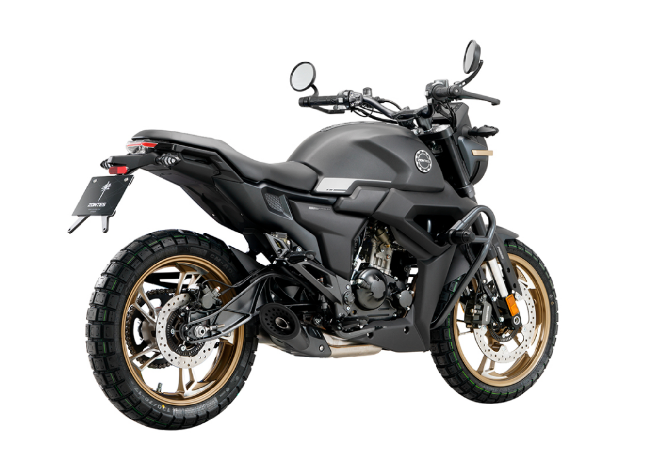 Moto ZT125-G1-LCD a preto vista 45º traseira do lado direito.