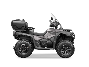 Moto CFORCE 625 Touring Overland em cinzento.