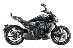 Moto ZT350-V1 em preto.