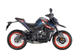 Moto ZT125-U1-LCD em preto e vermelho.